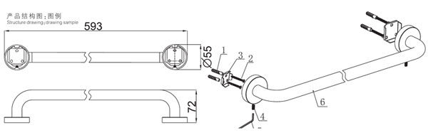 HF-92102-24單毛巾桿結(jié)構(gòu)圖