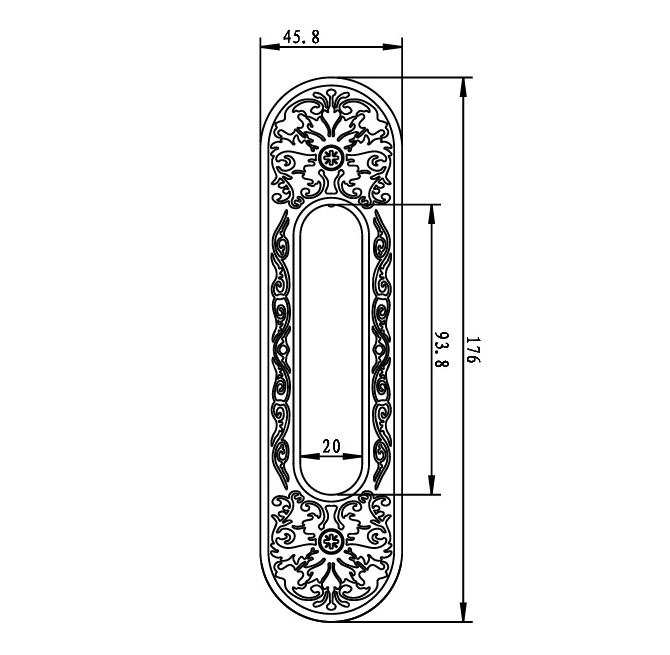 Hi-7008 提香系列 移門(mén)拉手尺寸圖